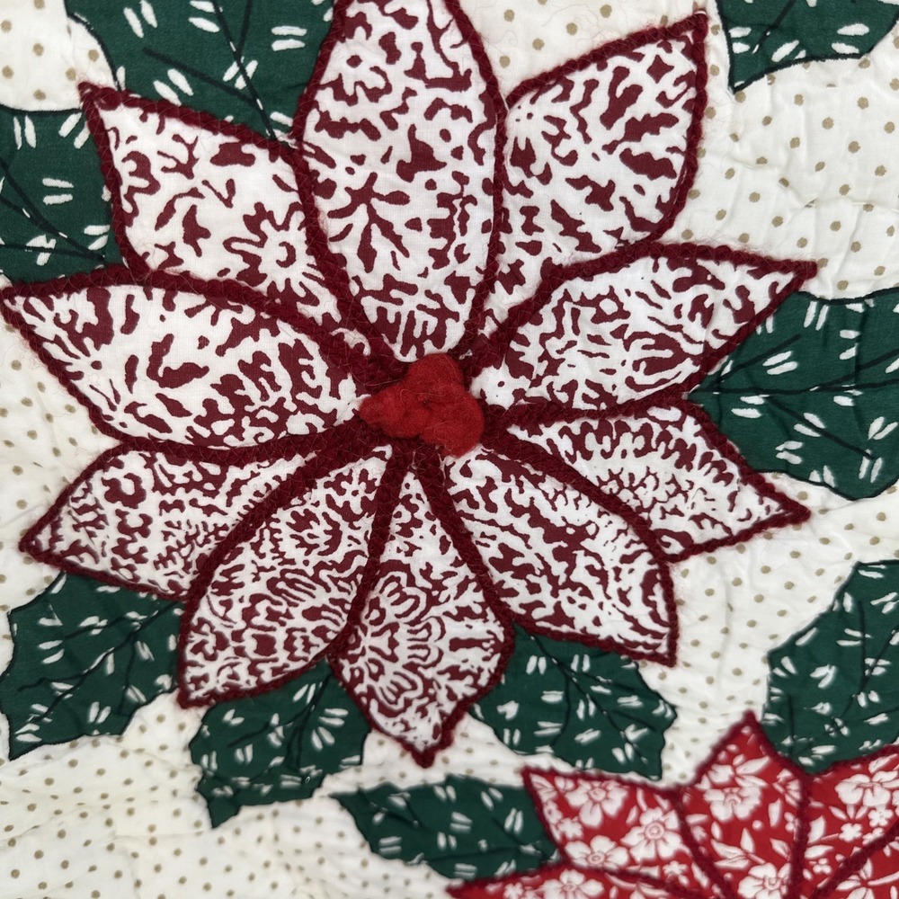 The Farmhouse Christmas Table Runner Rachel Ashwell Quilted Poinsettia Holiday - Picture 3 of 10